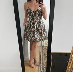 Alice+Olivia Pink and Black Brocade Mini Dress (with Tags, size 6)